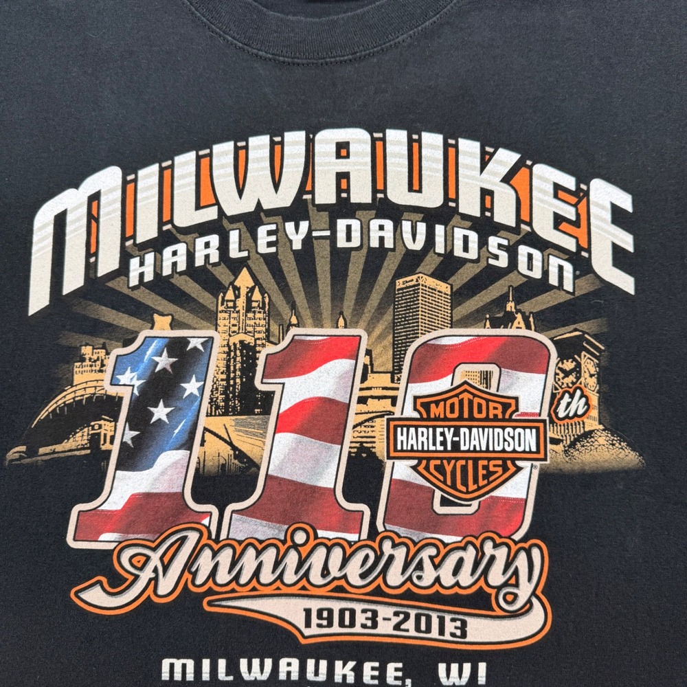 Harley 110th Anniversary Pinup Babe Sleeveless Shirt Mens XL Black Tee - Picture 7 of 9